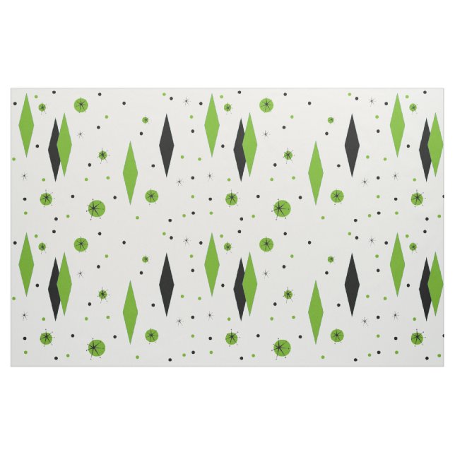Retro grüne Diamanten u. Stoff (Fat Quarter (45,7 x 55,9 cm))