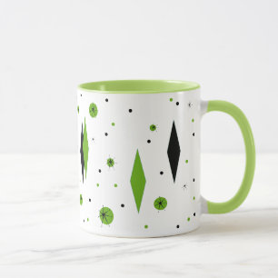 Retro grüne Diamanten u. Tasse