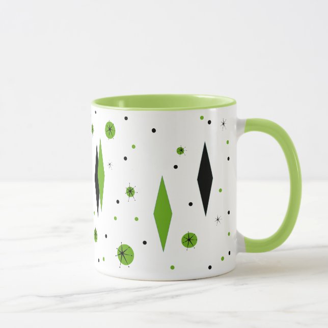 Retro grüne Diamanten u. Tasse (Rechts)