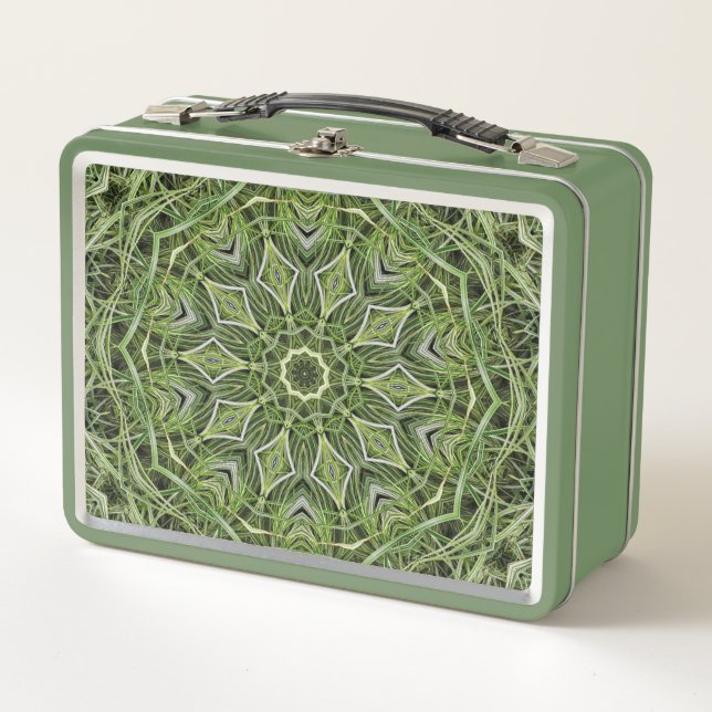 Retro-grüne Mandala-Lunchbox Metall Brotdose (Vorderseite)