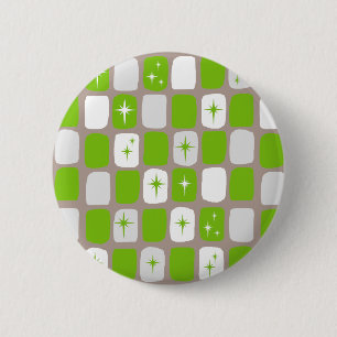 Retro grüne Sternenexplosionen runder Knopf Button