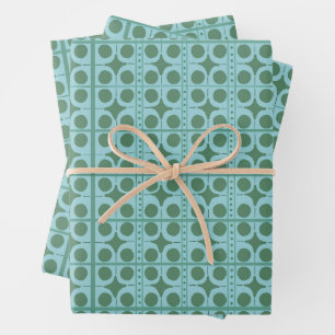 Retro grüne und Türkis gepunktete Geschenkverpacku Geschenkpapier Set