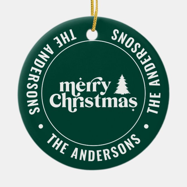 Retro Grüne Weihnachten Moderne Minimal einzigarti Keramik Ornament (Vorne)