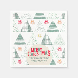 Retro Grüne Weihnachtsbäume Moderne Abstrakte Einz Serviette