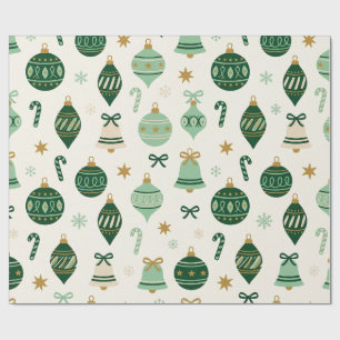 Retro-grüne Weihnachtsornament-Verpackung Geschenkpapier