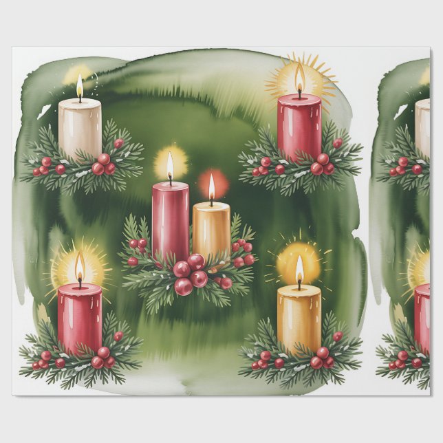 Retro-grüne Weihnachtspapier Geschenkpapier (Flach)