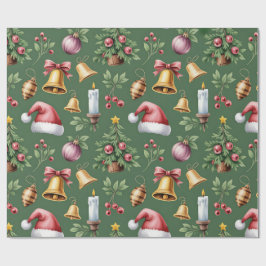 Retro-grüne Weihnachtsverpackungspapier Geschenkpapier