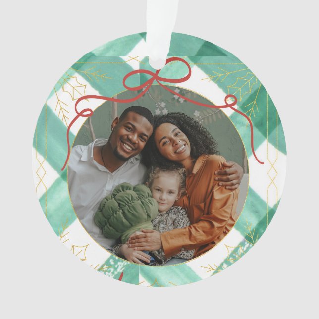 Retro-grüner Gingham Ornament (Vorderseite)