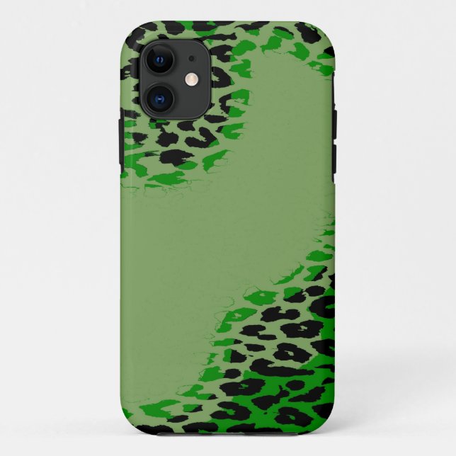 Retro-grüner und schwarzer Leopardendruck auf Limo Case-Mate iPhone Hülle (Rückseite)