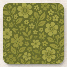 Retro Grünes Blumen Kork Rückseite Untersetzer Set