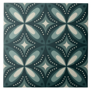 Retro grünes geometrisches Muster Fliese