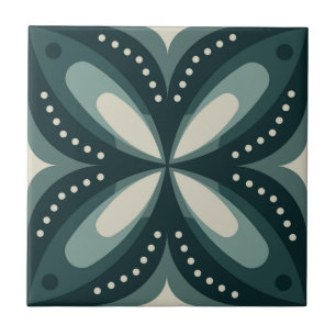 Retro grünes geometrisches Muster Fliese