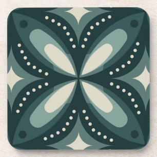 Retro grünes geometrisches Muster Getränkeuntersetzer
