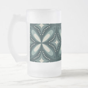 Retro grünes geometrisches Muster Mattglas Bierglas