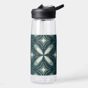 Retro grünes geometrisches Muster Trinkflasche