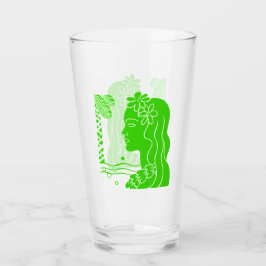 Retro grünes hawaiianisches Mädchen Glas