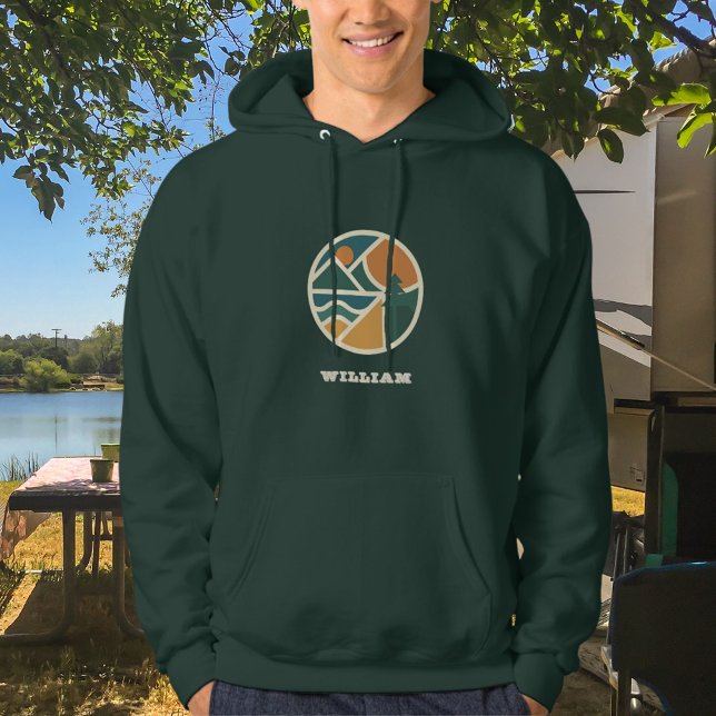 Retro-grünes Mountain Adventure Camping Hoodie (Von Creator hochgeladen)