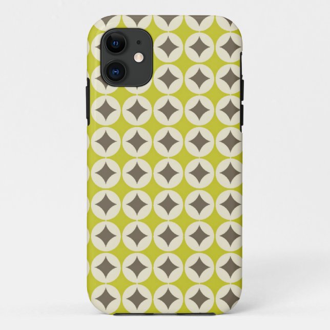 Retro-grünes Muster Case-Mate iPhone Hülle (Rückseite)