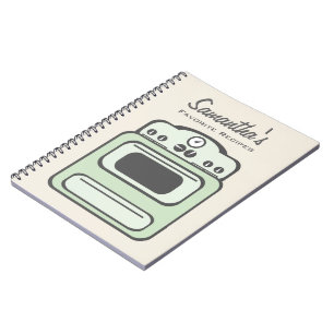 Retro grünes Ofen-Rezept-Notizbuch Notizblock