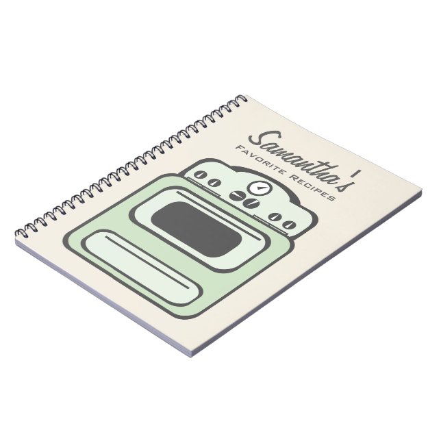 Retro grünes Ofen-Rezept-Notizbuch Notizblock (Linke Seite)