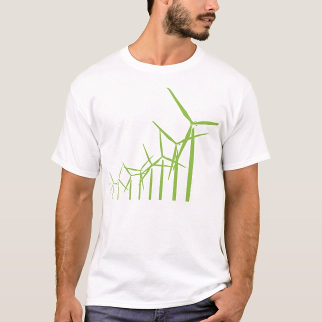 Retro grünes Wind-Turbine-T-Shirt T-Shirt (Vorderseite)