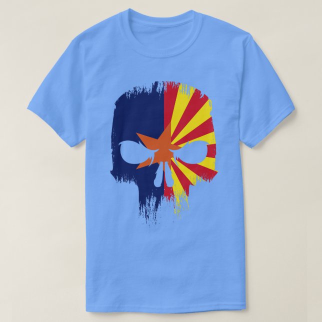 Retro Grunge Arizona Staatsflagge Schädel T-Shirt (Design vorne)