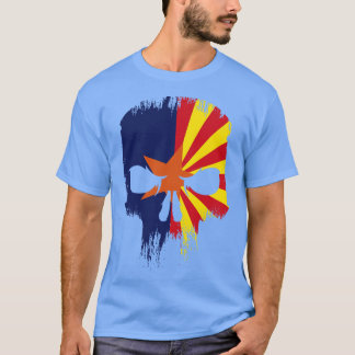 Retro Grunge Arizona Staatsflagge Schädel T-Shirt