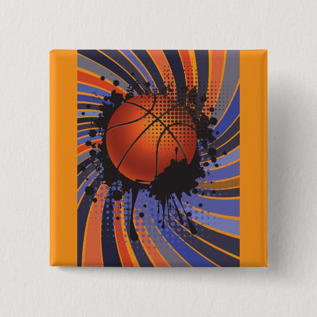Retro Grunge Basketball Abstract Urban Sports Button (Vorderseite)