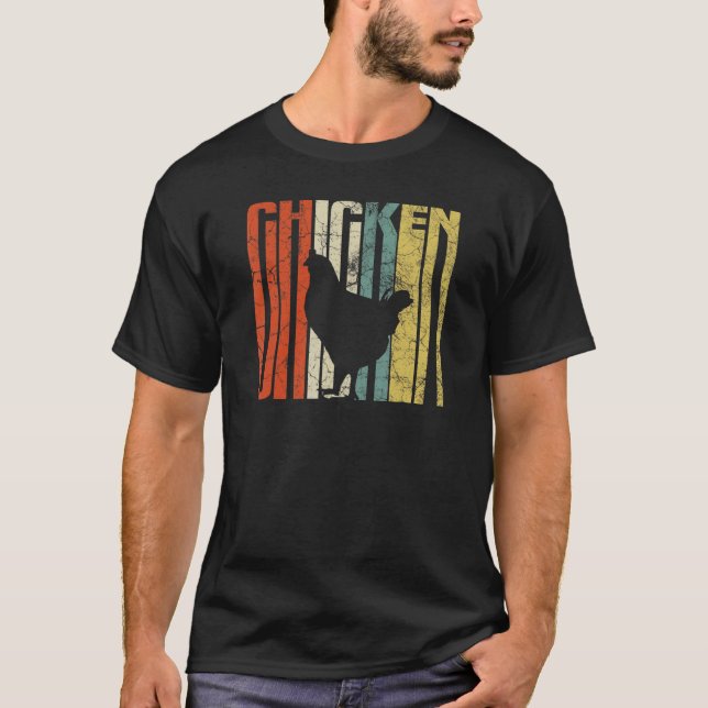 Retro Grunge Bauer Huhn T-Shirt (Vorderseite)
