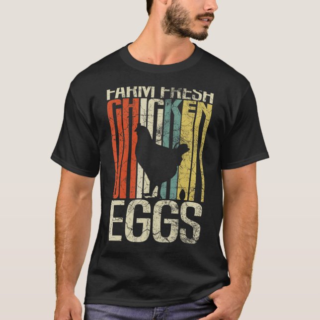 Retro Grunge Bauern frische Hühnereier T-Shirt (Vorderseite)