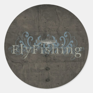 Retro Grunge Fischen Runder Aufkleber