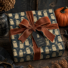 Retro Grunge Ghosts Halloween Muster Geschenkpapier