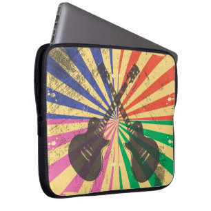 Retro Grunge Gitarren auf Sternexplosion Hintergru Laptopschutzhülle