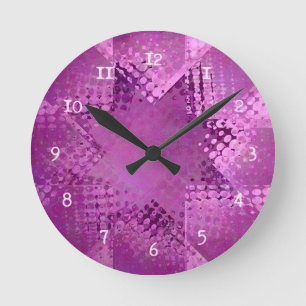 Retro-Grunge-Halfton-Stern Runde Wanduhr