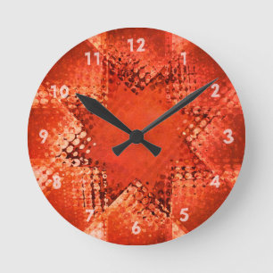 Retro grunge halftone star runde wanduhr