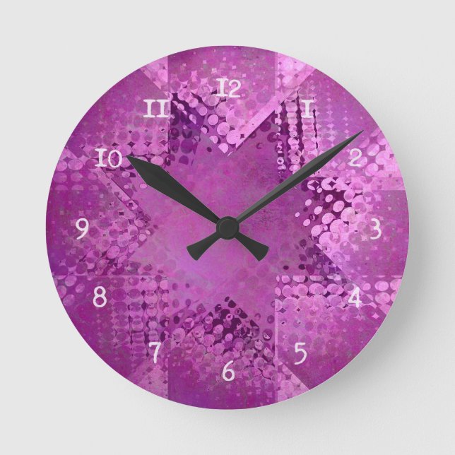 Retro Grunge halftone star Runde Wanduhr (Vorderseite)