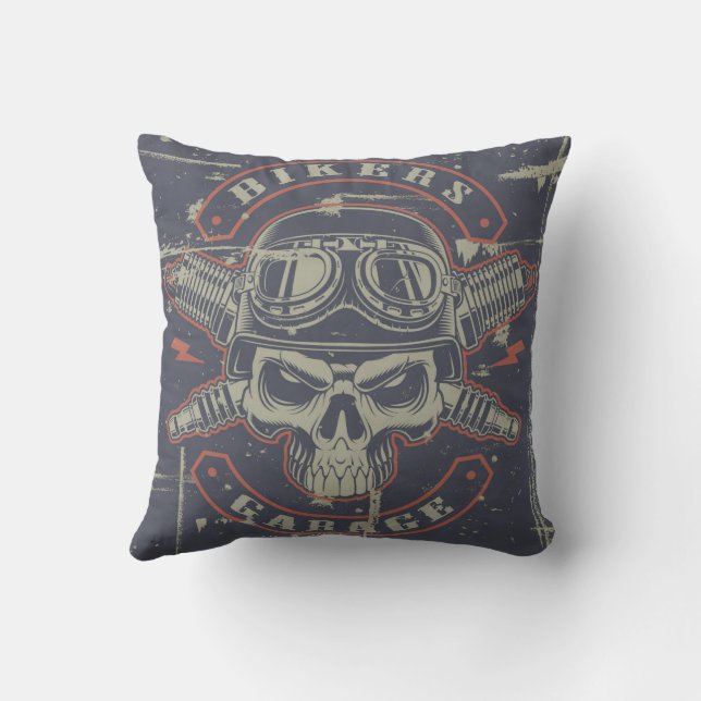 Retro Grunge Motorrad Kissen (Rückseite)