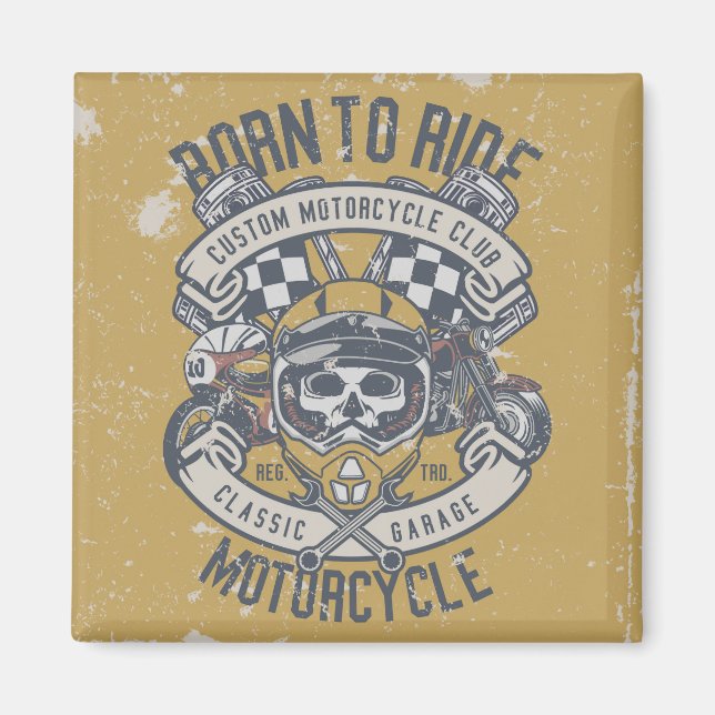 Retro Grunge Motorrad Magnet (Vorne)