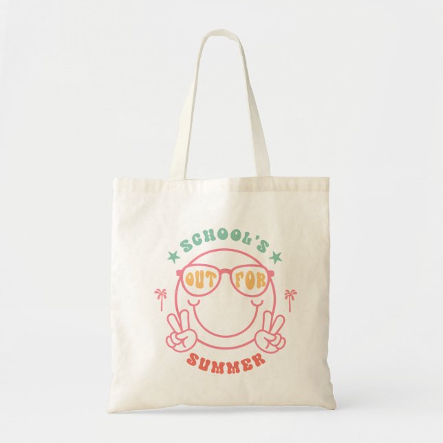 Retro Grunge "School's Out" Sommerdesign Tragetasche (Vorne)