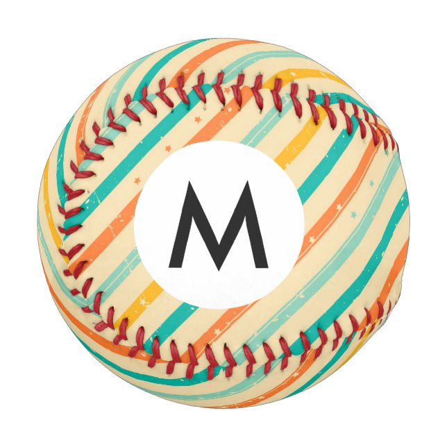 Retro-Grunge-Streifenmuster Baseball (Vorderseite Links)