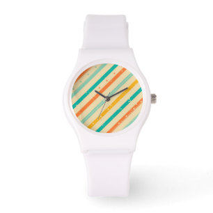 Retro Grunge Striped Pattern Armbanduhr