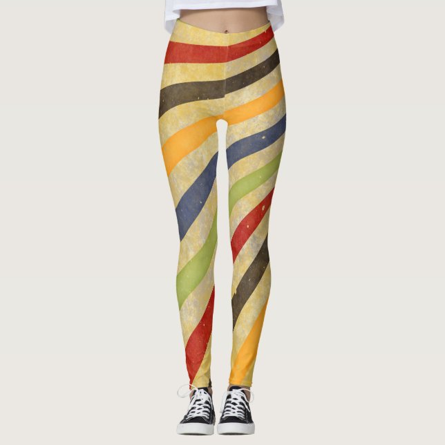 Retro Grunge Strips + Ihre Ideen Leggings (Vorderseite)