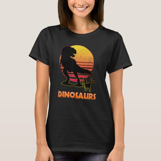 Retro Grunge TRex Sunset Dinosaur T-Shirt (Vorderseite)