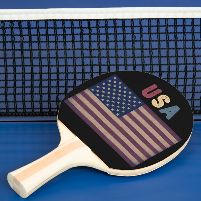 Retro Grunge USA American Flag Patriotic Tischtennis Schläger (InSitu)