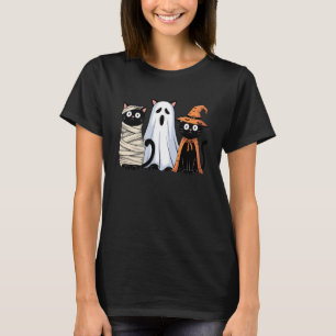 Retro Grusel Halloween Drei schwarze Katzen Mumie  T-Shirt
