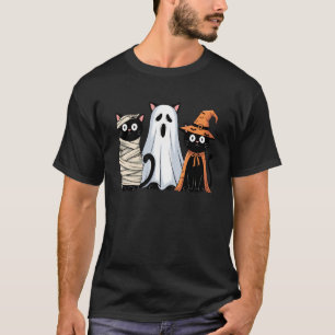 Retro Grusel Halloween drei schwarze Katzen Mumie  T-Shirt