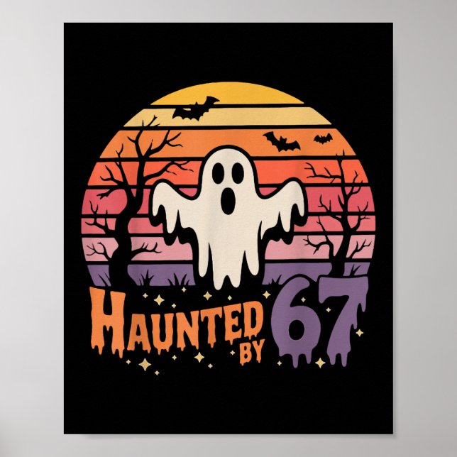 Retro Grusel-Meme 67 Sechs Sieben 6 7  Poster (Vorne)