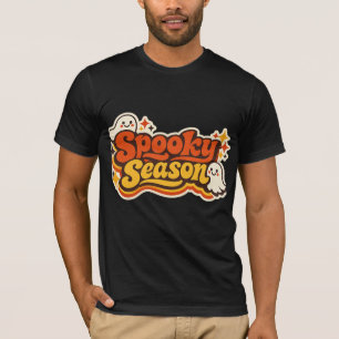 Retro Grusel-Saison Geist Halloween-Logo T-Shirt