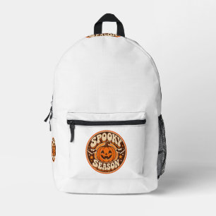 Retro Grusel-Saison Halloween-Kürbis-Abzeichen Bedruckter Rucksack