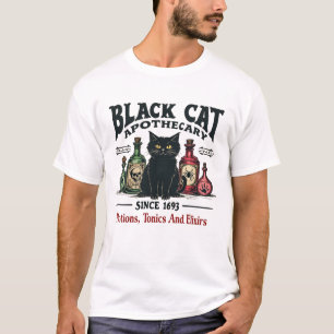 Retro Grusel Schwarzkatze Apotheke Hexen Wicca T-Shirt